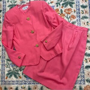Vintage Gilmor Suit Blazer and Skirt Women’s Pink Barbie Career Fully Lined 10